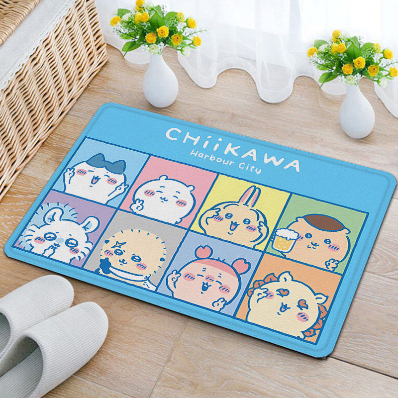 Home Bathroom Rugs - Anime Chiikawas Flannel Carpets Anime Anti-slip