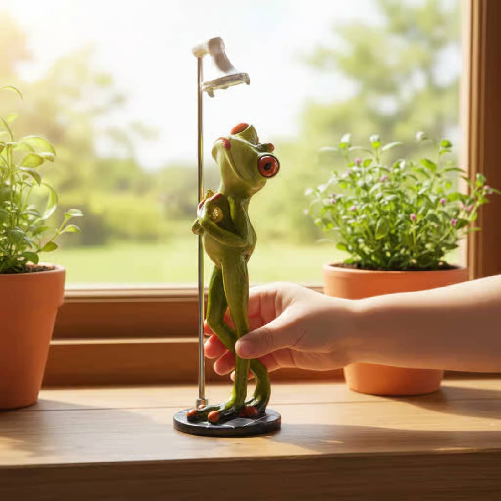 Home Bathroom Decor - Showering Frog Figurine Novelty Item Bathing