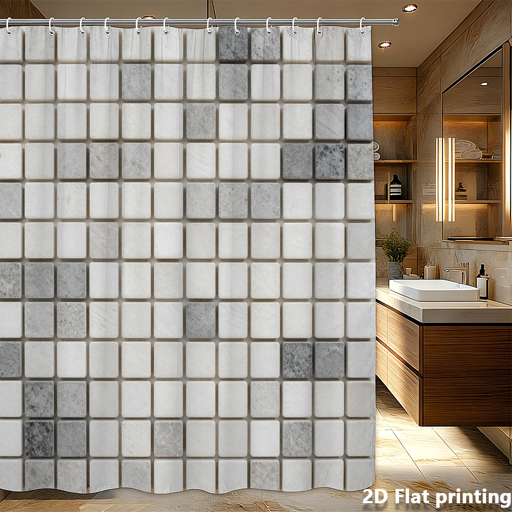 Home Bathroom Tiles Design - Large Subway Tile Print Shower Curtain