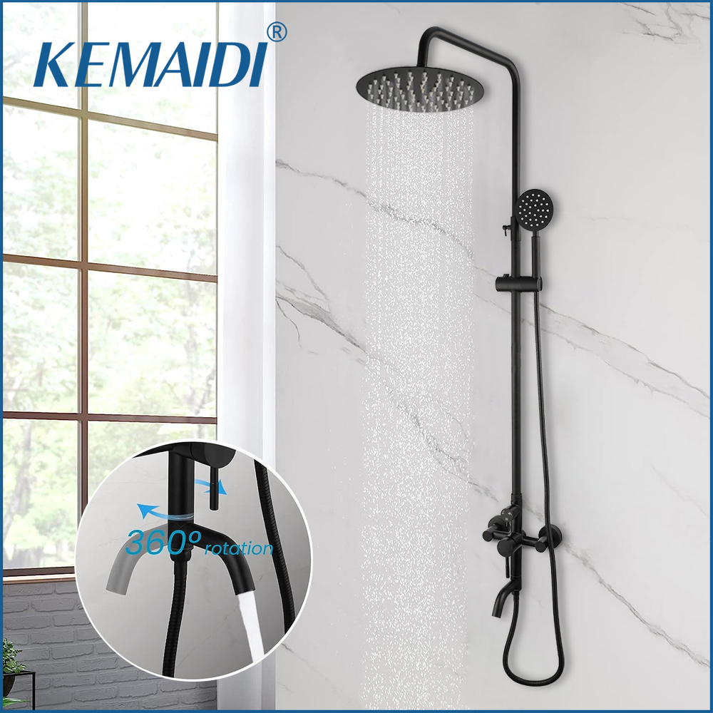 Home Bathroom Faucets - KEMAIDI Shower faucet Set Matte Black