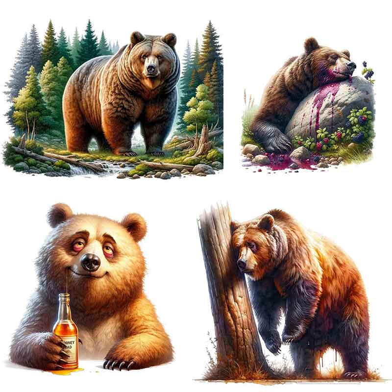Whimsical Drunk Bear Stickers- - Home Bathroom Tiles Design のレビューと価格