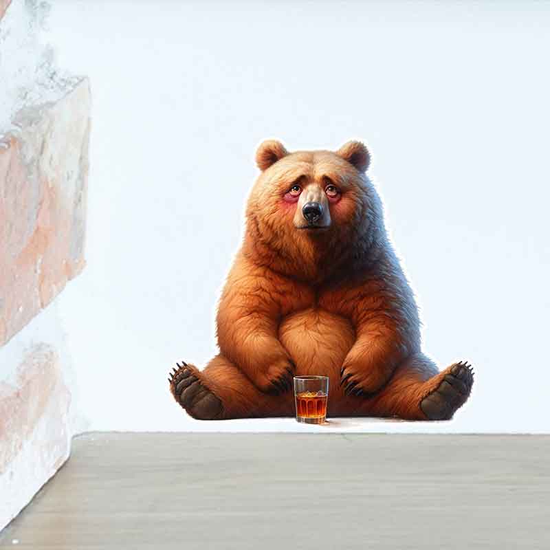 Whimsical Drunk Bear Stickers- - Home Bathroom Tiles Design のレビューと価格