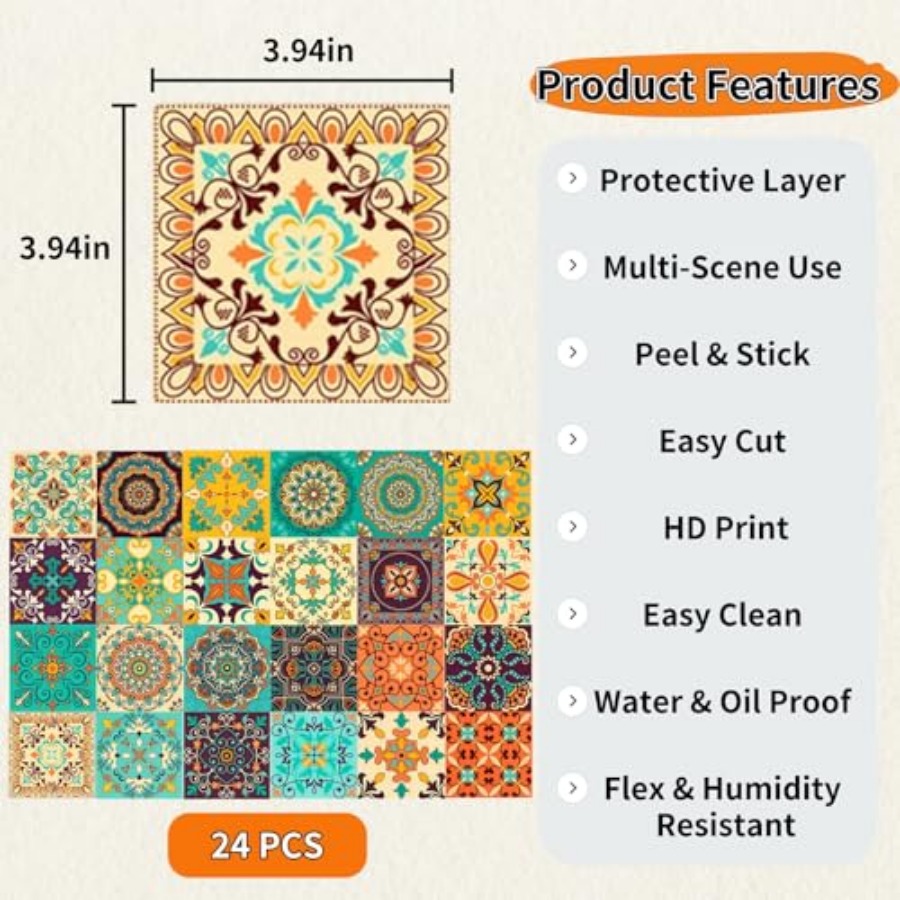24Pcs Peel and Stick Tile Stic - Home Bathroom Tiles Design のレビューと価格