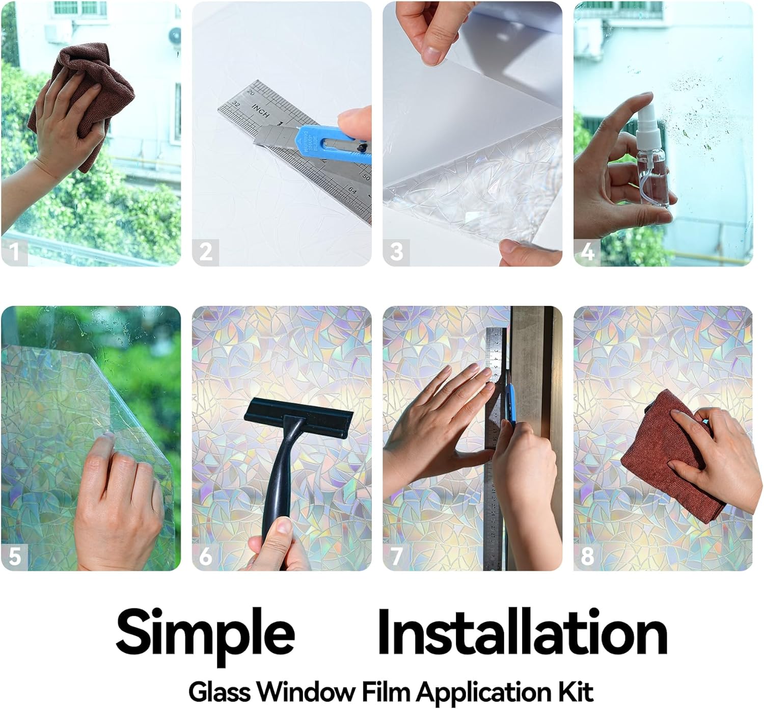 Rainbow Window Cling Privacy F - Home Bathroom Decor のレビューと価格