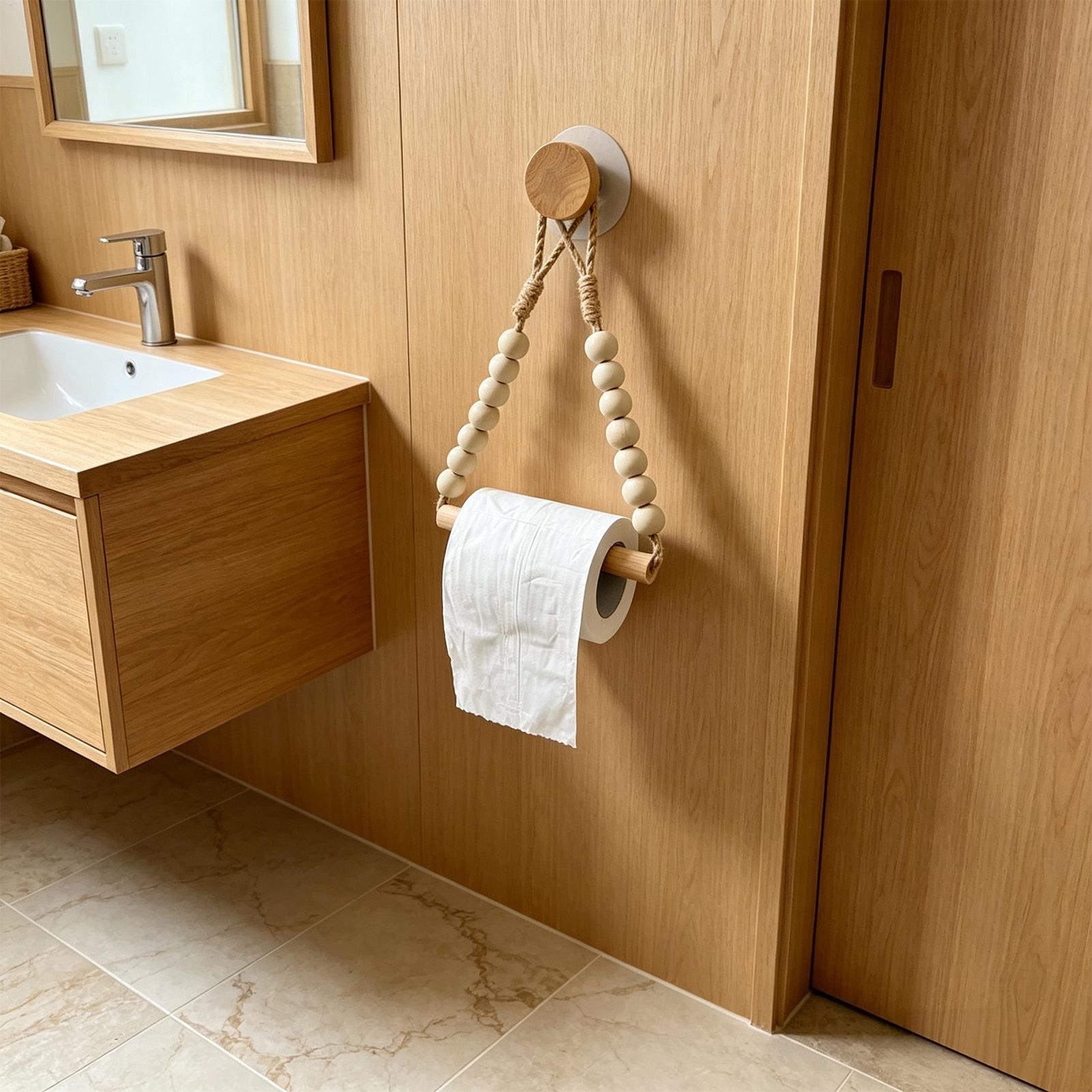 Toilet Paper Holder Wood Bead  - Home Bathroom Paper Towel Dispenser のレビューと価格