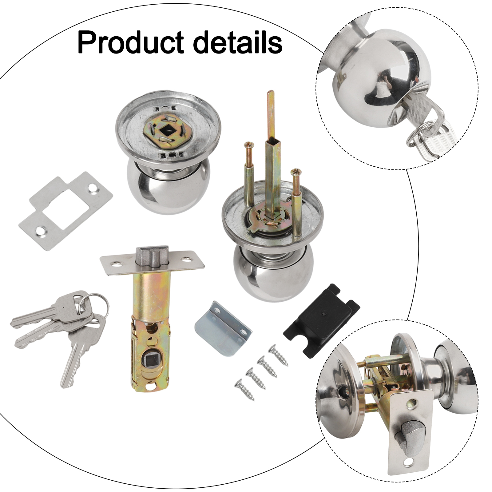 Door Set Knob Handle Lock With - Home Bathroom Lock のレビューと価格