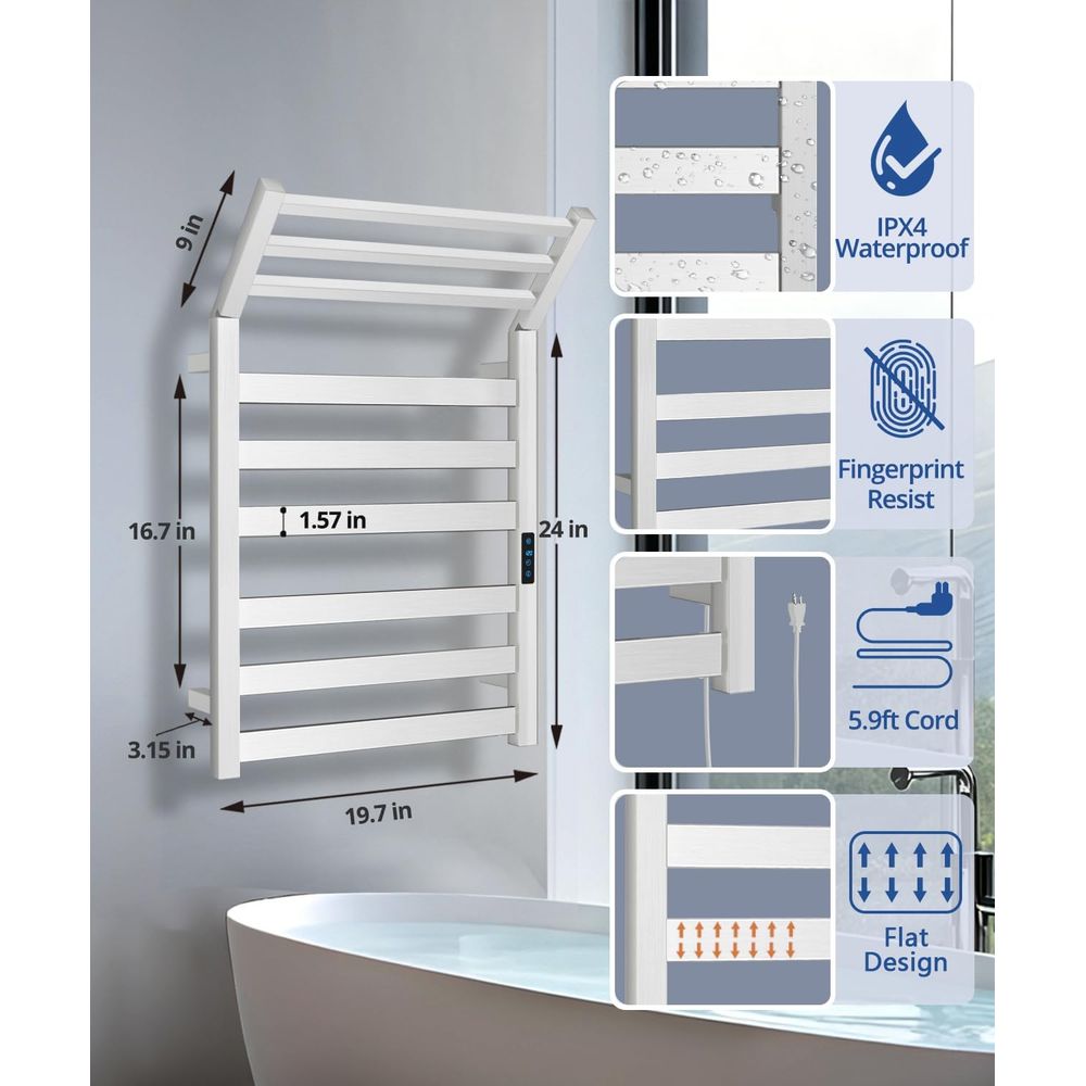 Wall-Mounted Electric Towel Wa - Towel Bar Stainless のレビューと価格