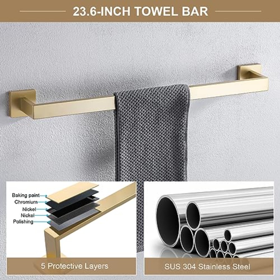 6-Piece Bathroom Towel Bar Set - Towel Bar Stainless のレビューと価格