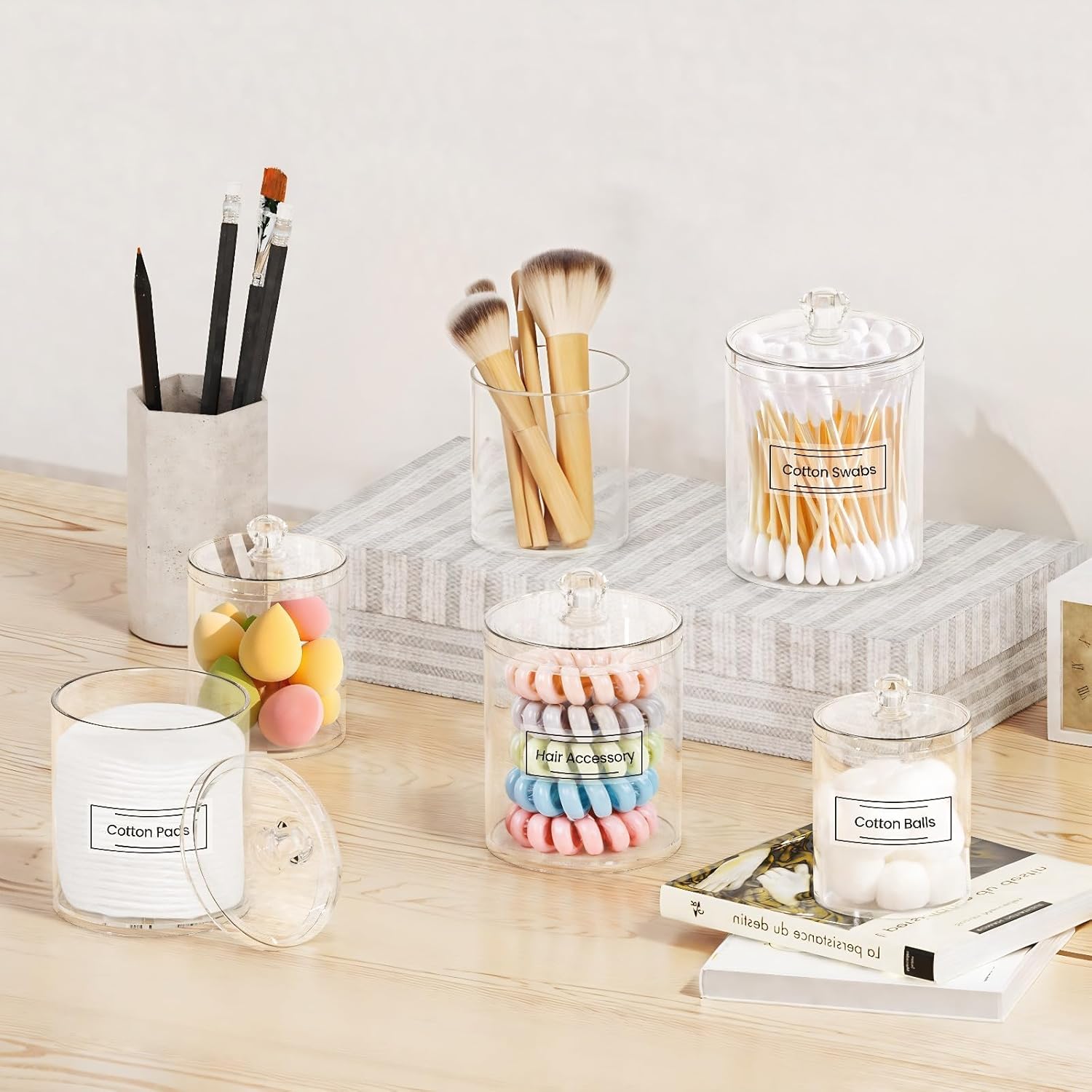 Acrylic Qtip Holder 6 Pack wit - Home Bathroom Decor のレビューと価格