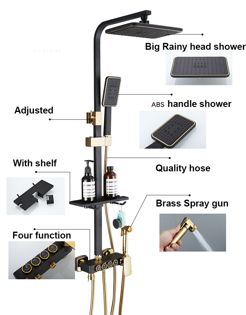 KEMAIDI Black Gold Shower Fauc - Home Bathroom Faucets のレビューと価格