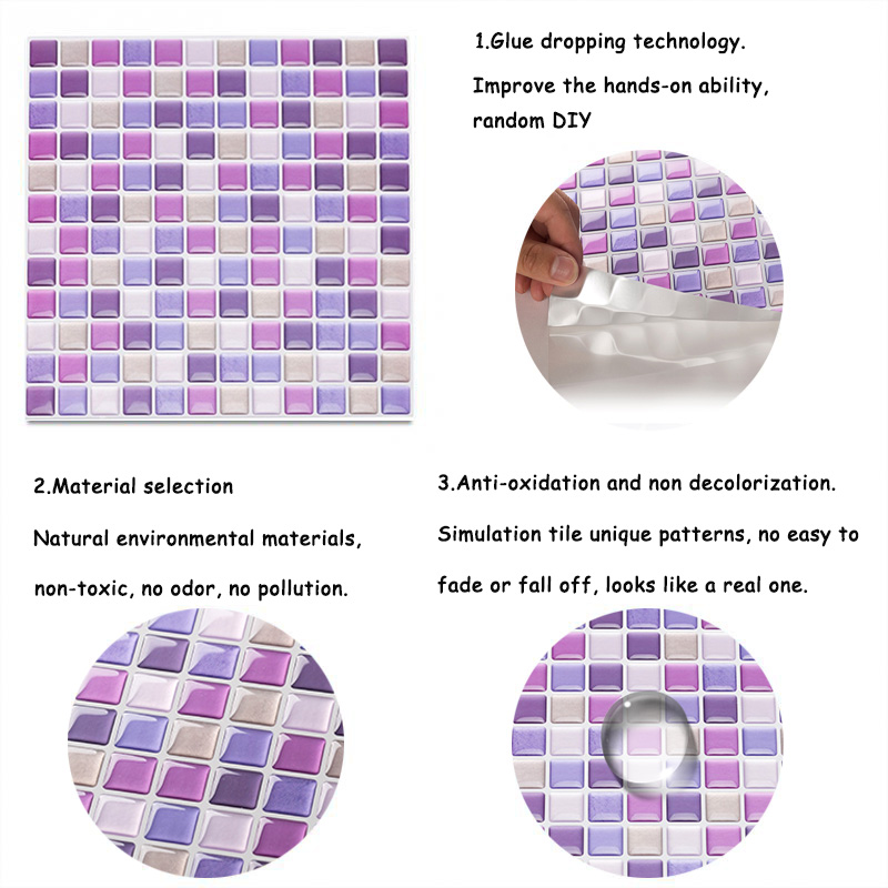 3D Mosaic Wall Mural Tile Stic - Home Bathroom Tiles Design のレビューと価格