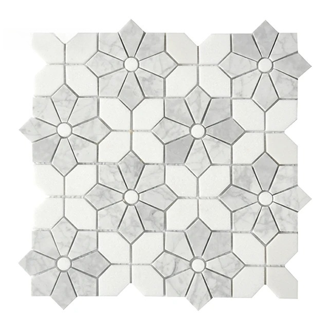 Mosaic Marble Tile for White M - Home Bathroom Tiles Design のレビューと価格