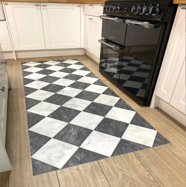 Checkerboard Vinyl Runner Rug  - Home Bathroom Tiles Design のレビューと価格