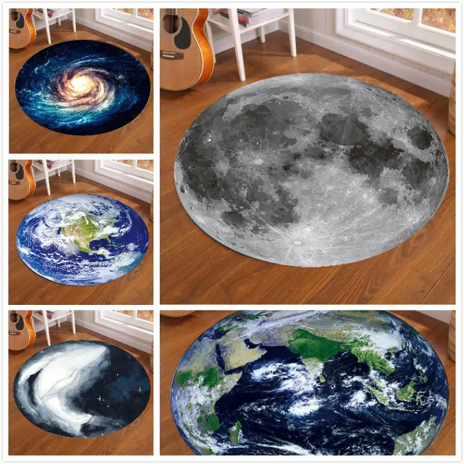 Galaxy Earth Moon Round Carpet - Home Bathroom Rugs のレビューと価格