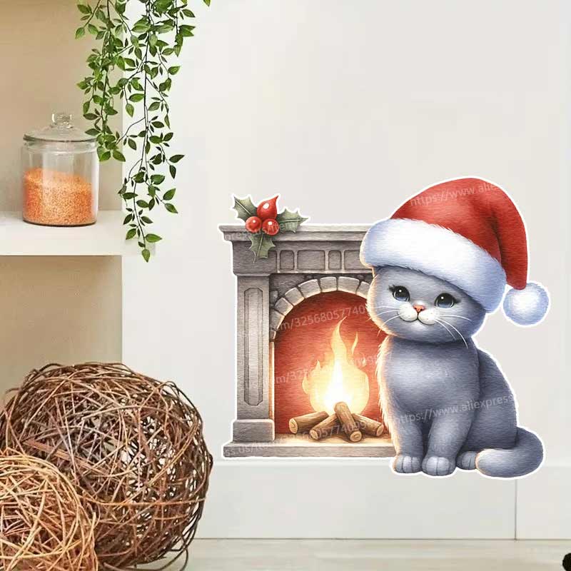 Christmas Cat Wall Sticker Bat - Home Bathroom Tiles Design のレビューと価格