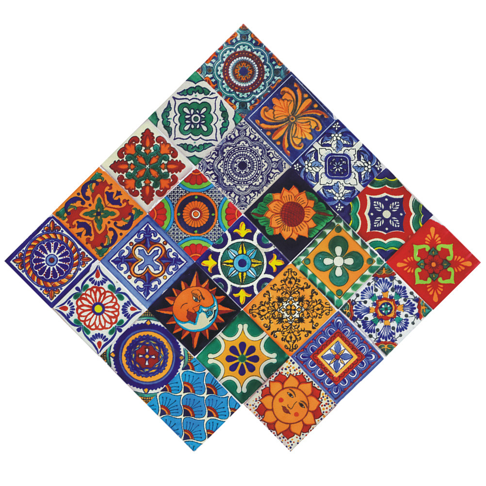 24pcs Retro Flower Tile Sticke - Home Bathroom Tiles Design のレビューと価格