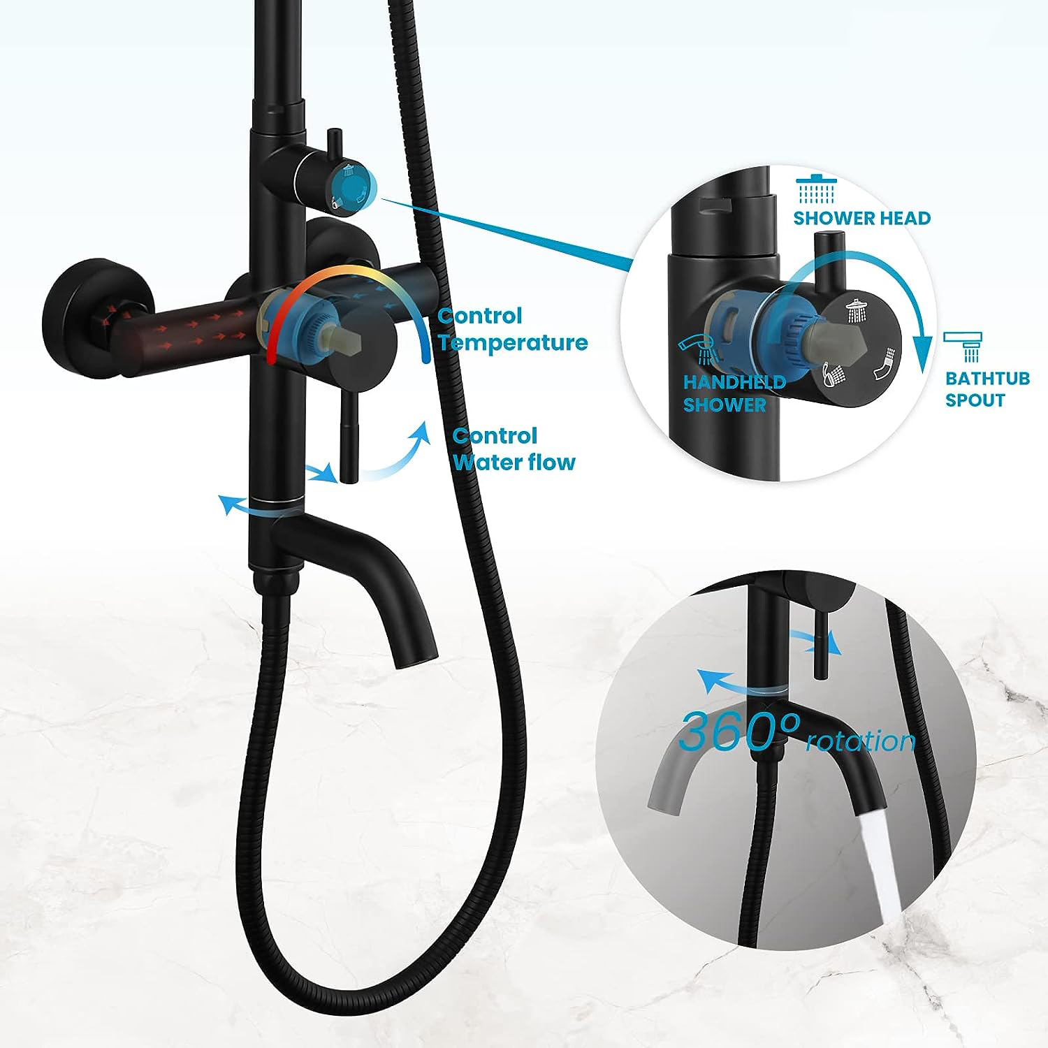 KEMAIDI Shower faucet Set Matt - Home Bathroom Faucets のレビューと価格