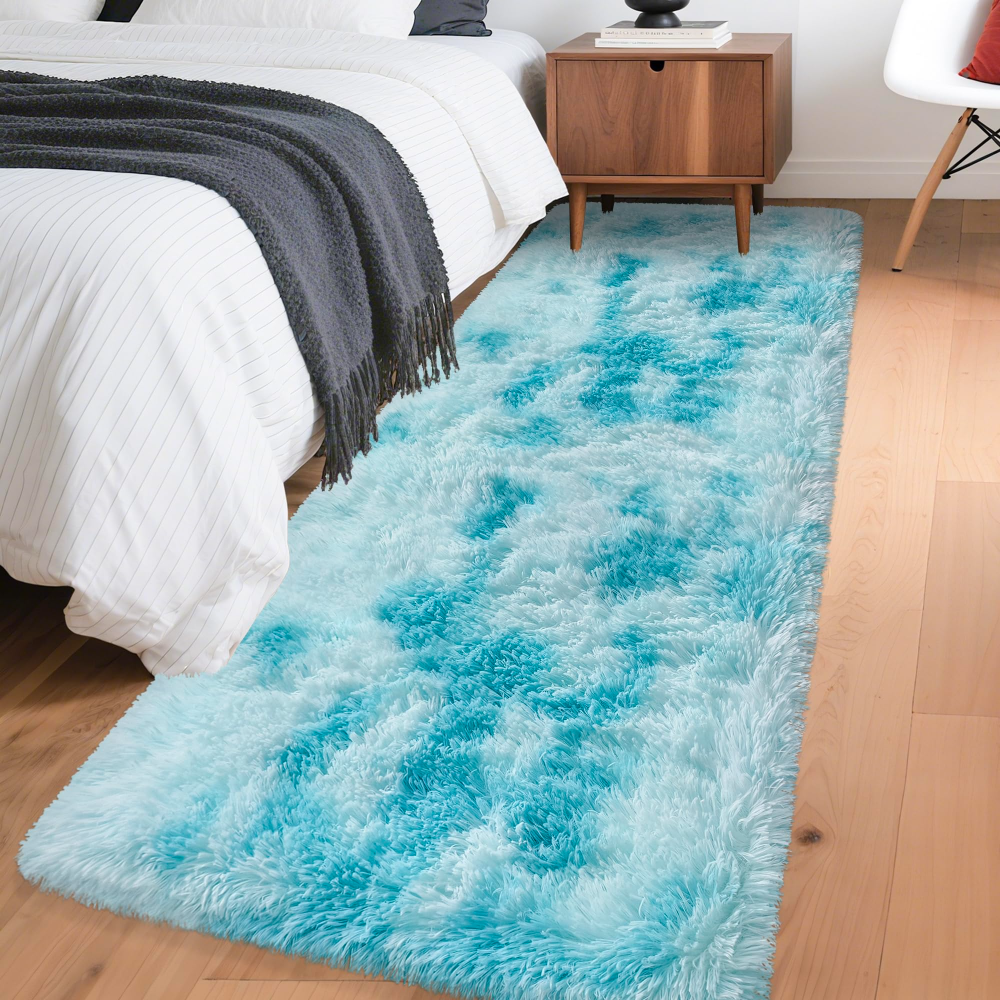 VIKAMA Gradient Blue Fluffy Ru - Home Bathroom Rugs のレビューと価格