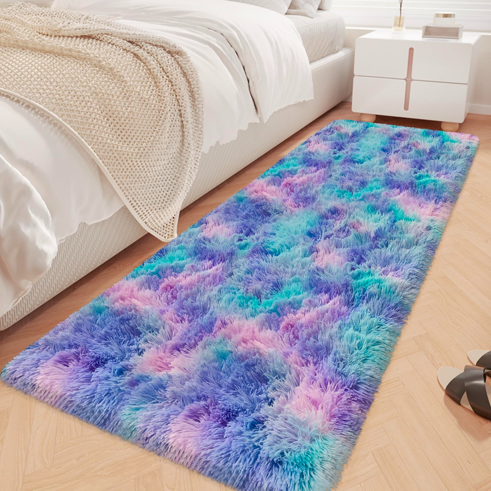 VIKAMA Gradient Blue Fluffy Ru - Home Bathroom Rugs のレビューと価格