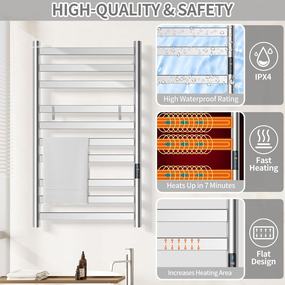 10-Bar Electric Wall-Mounted T - Towel Bar Stainless のレビューと価格